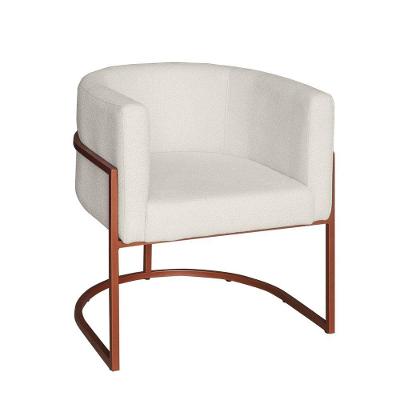 Poltrona Lety Para Sala Base Industrial Bronze Veludo Bege D'Rossi