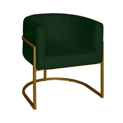 Poltrona Base Industrial Dourado Sala De Estar Lety Veludo Verde S05 - D'rossi