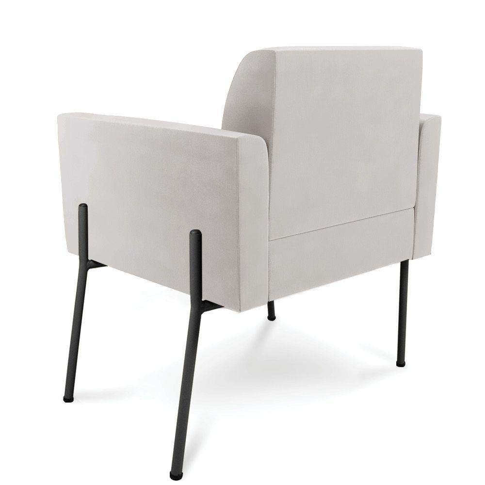 Poltrona Pé De Ferro Preto Para Sala Kit 2 Marisa Veludo D03 - D'rossi Cor Cinza - 2