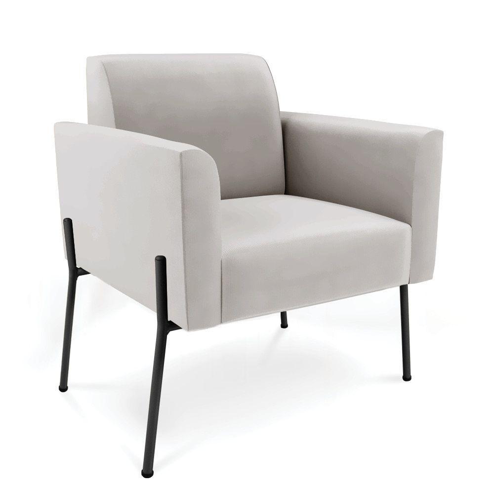 Poltrona Pé De Ferro Preto Para Sala Kit 2 Marisa Veludo D03 - D'rossi Cor Cinza - 3