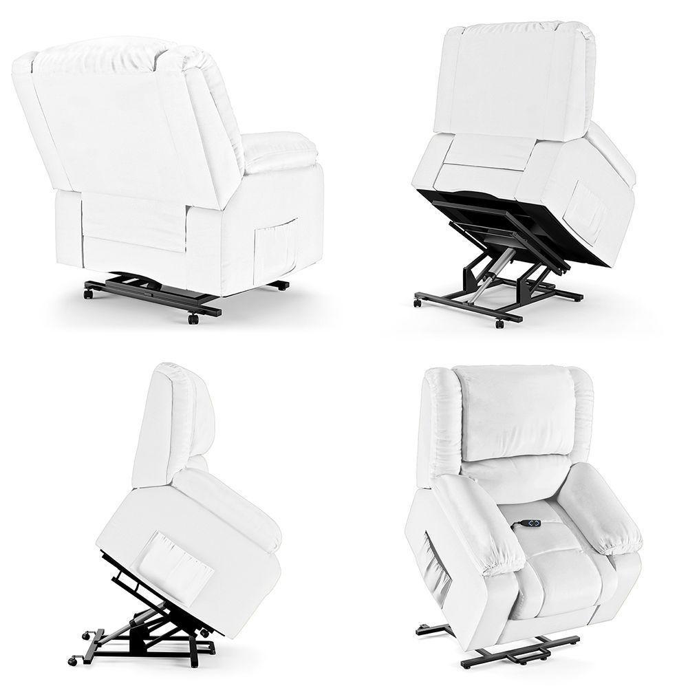 Poltrona Do Papai Reclinável Pietra Elevação Lift Elétrico Fh9 Pu Branco Mpozenato - 9