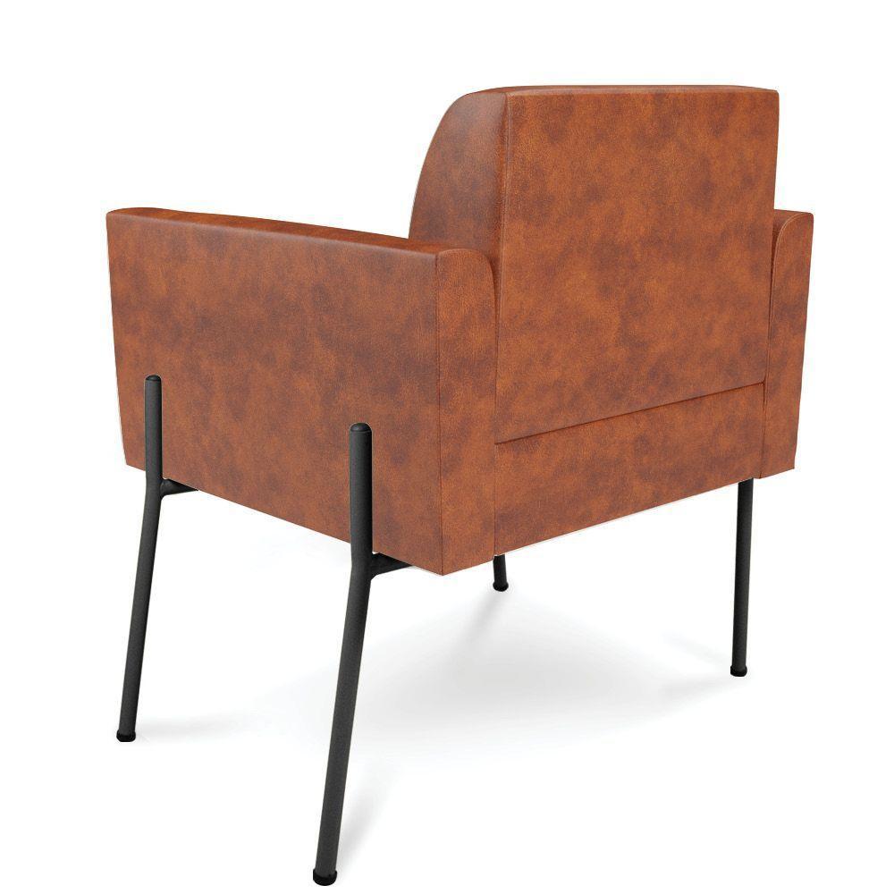 Poltrona Pé De Ferro Preto Kit 2 Para Sala Marisa Corano D03 - D'rossi Cor Nozes - 2