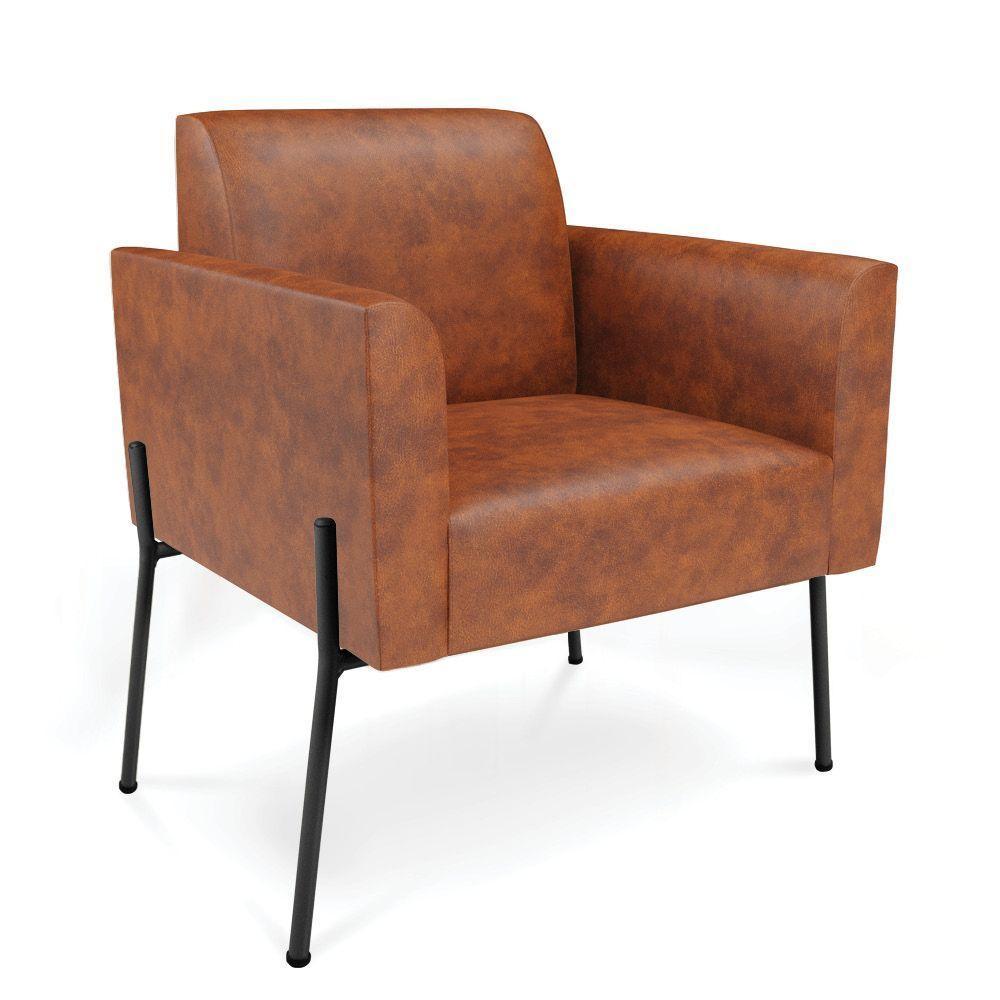 Poltrona Pé De Ferro Preto Kit 2 Para Sala Marisa Corano D03 - D'rossi Cor Nozes - 3