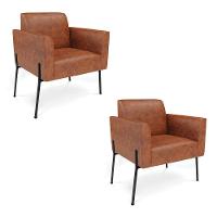 Poltrona Pé De Ferro Preto Kit 2 Para Sala Marisa Corano D03 - D'rossi Cor Nozes - 1