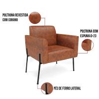 Poltrona Pé De Ferro Preto Kit 2 Para Sala Marisa Corano D03 - D'rossi Cor Nozes - 5