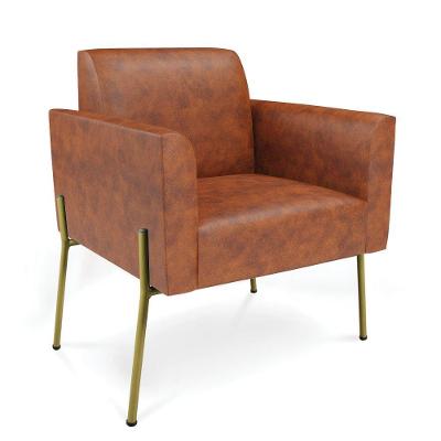 Poltrona Marisa Corano D03 Nozes Pés de Ferro Dourado Cor Marrom D'Rossi