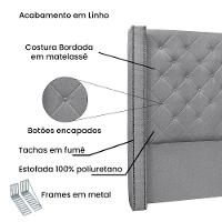 Cabeceira Cama Box Casal 140 Cm Vicenza Linho Cinza S04 - D'rossi - 4