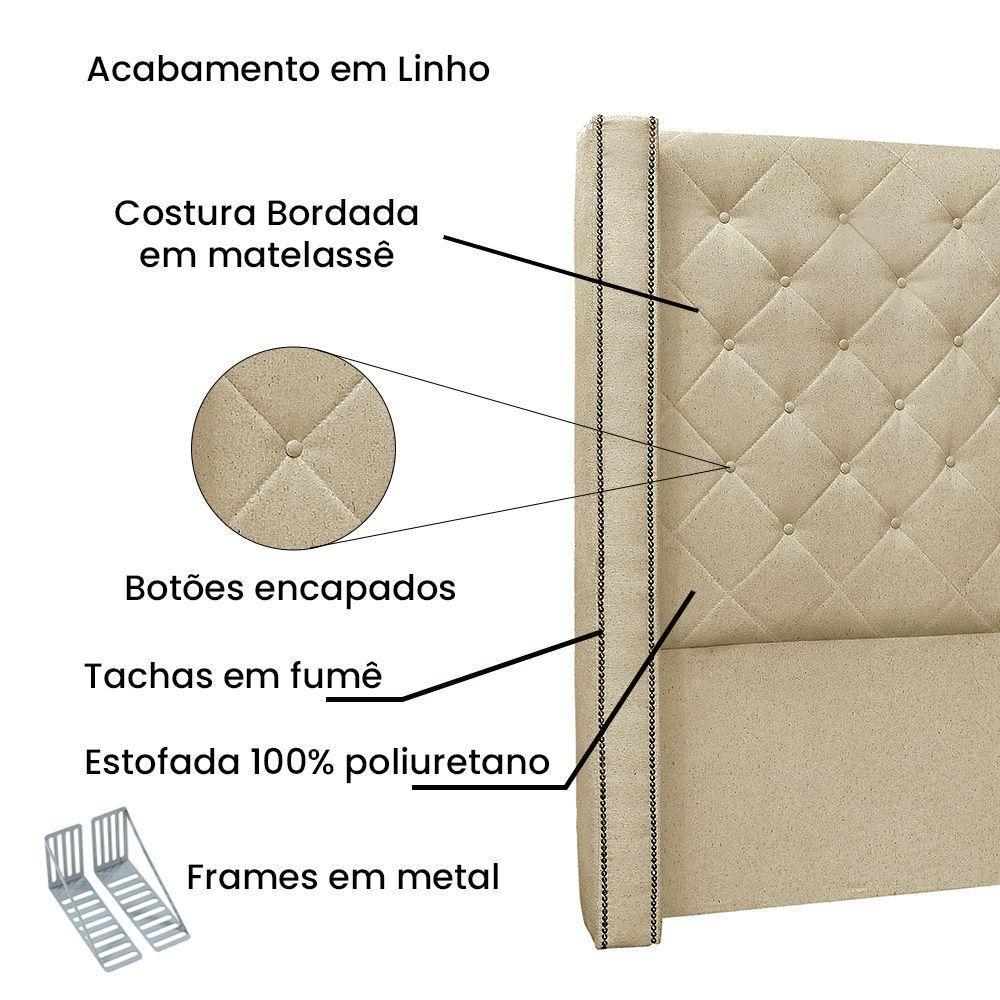 Cabeceira Cama Box King 195 Cm Vicenza Linho Dourado S04 - D'rossi - 3
