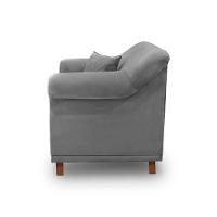 Poltrona Sala De Estar Pé De Madeira Julieta Veludo Cinza S04 - D'rossi