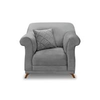 Poltrona Sala De Estar Pé De Madeira Julieta Veludo Cinza S04 - D'rossi - 5