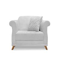 Poltrona Sala De Estar Pé De Madeira Julieta Linho S04 - D'rossi Cor Grigio