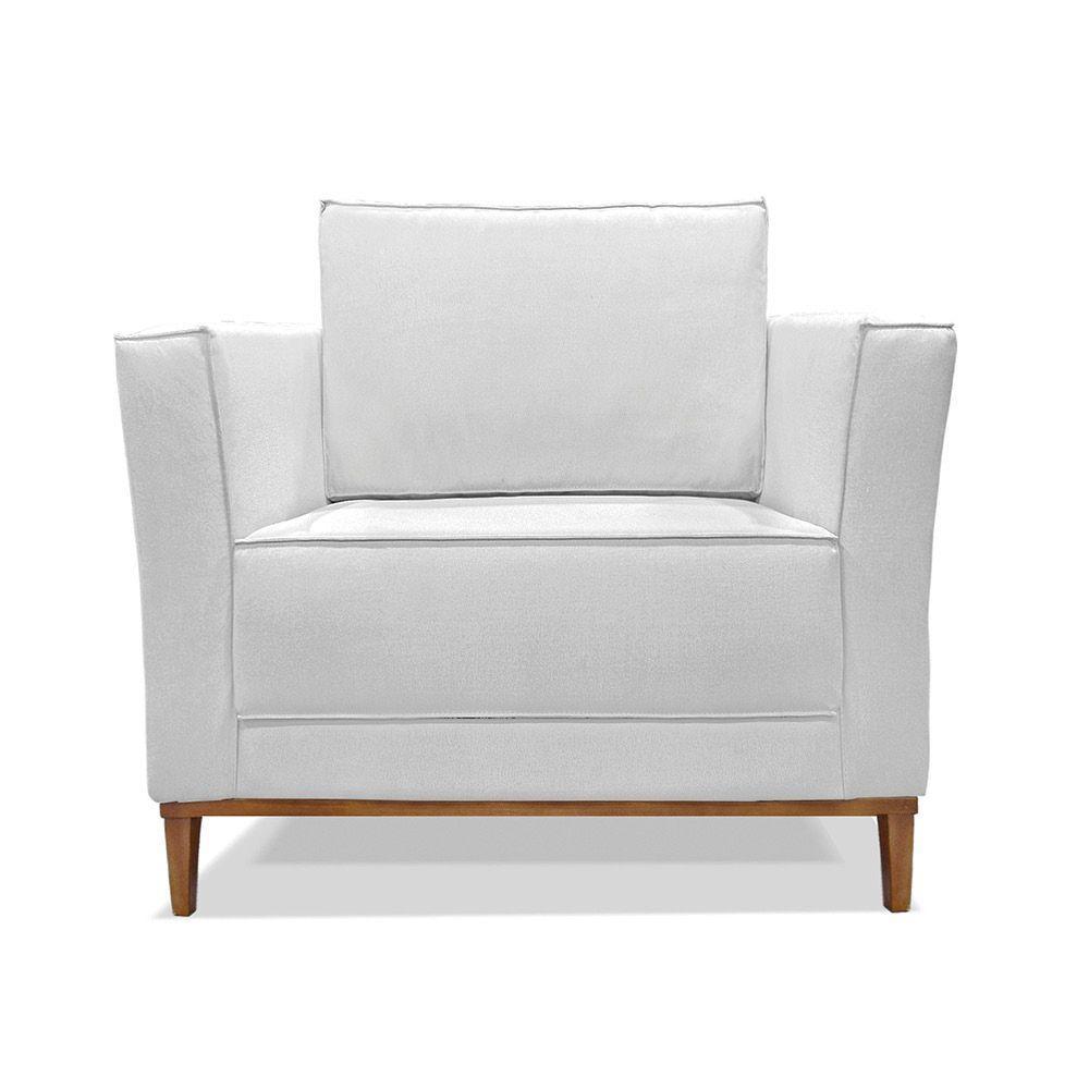 Poltrona Base De Madeira Sala De Estar Grace Linho Grigio S04 - D'rossi - 2