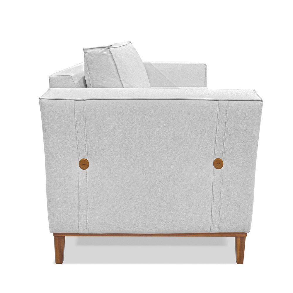 Poltrona Base De Madeira Sala De Estar Grace Linho Grigio S04 - D'rossi - 6