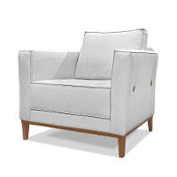 Poltrona Base De Madeira Sala De Estar Grace Linho Grigio S04 - D'rossi - 1