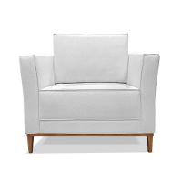 Poltrona Base De Madeira Sala De Estar Grace Linho Grigio S04 - D'rossi - 2