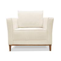 Poltrona Base De Madeira Sala De Estar Grace Linho S04 - D'rossi Cor Natural - 1