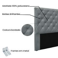 Cabeceira Cama Box King 195 Cm Tania Veludo S04 - D'rossi Cor Cinza - 3