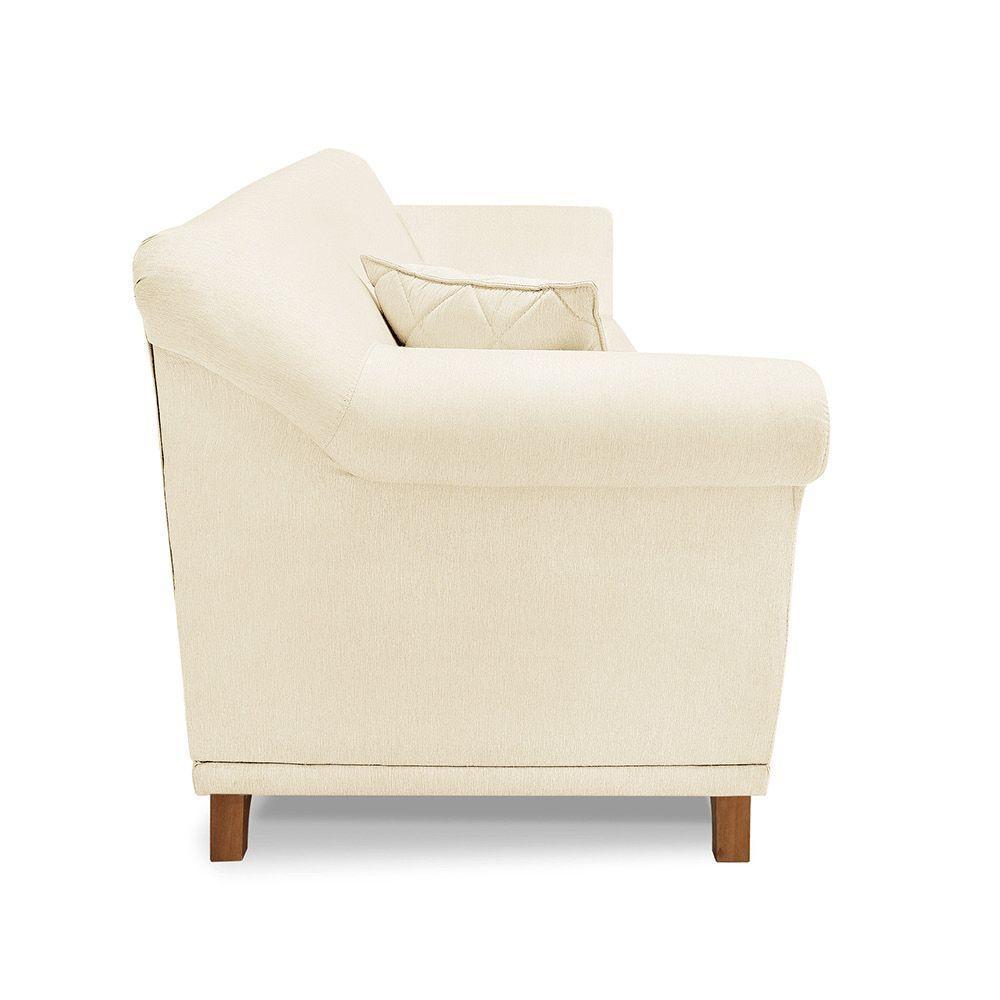 Poltrona Sala De Estar Pé De Madeira Julieta Linho Pérola S04 - D'rossi - 2