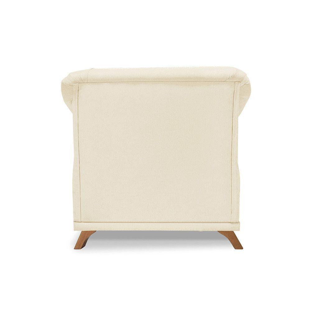 Poltrona Sala De Estar Pé De Madeira Julieta Linho Pérola S04 - D'rossi - 4