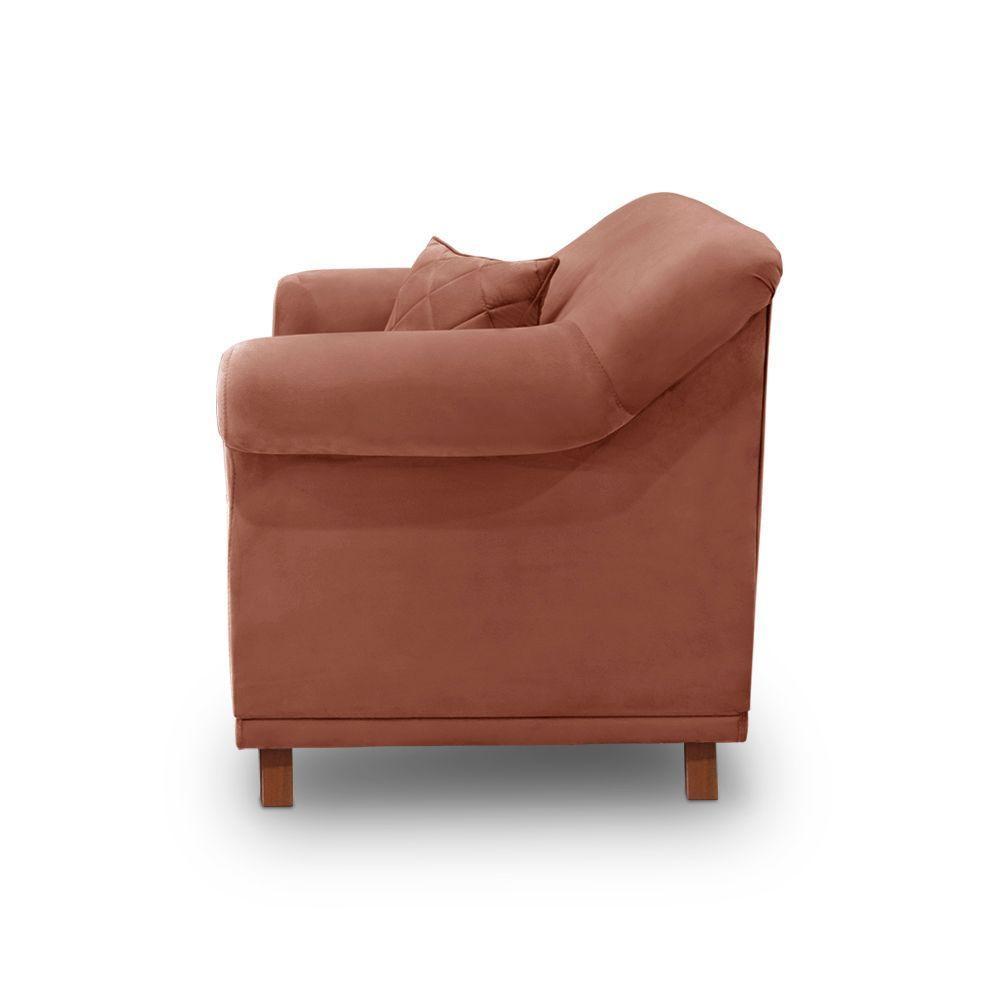 Poltrona Sala De Estar Pé De Madeira Julieta Veludo Cobre S04 - D'rossi - 4