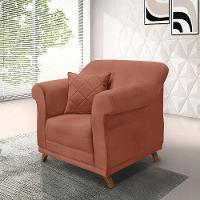 Poltrona Sala De Estar Pé De Madeira Julieta Veludo Cobre S04 - D'rossi - 6