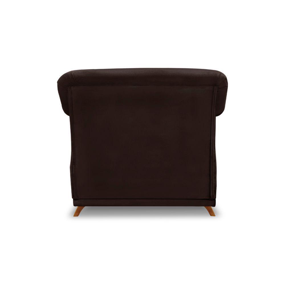Poltrona Sala De Estar Pé De Madeira Julieta Suede Café S04 - D'rossi - 2
