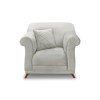 Poltrona Sala De Estar Pé De Madeira Julieta Veludo S04 - D'rossi Cor Prata