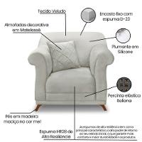 Poltrona Sala De Estar Pé De Madeira Julieta Veludo Prata S04 - D'rossi - 7