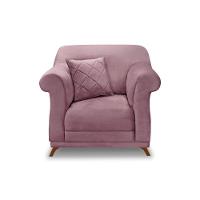 Poltrona Sala De Estar Pé De Madeira Julieta Veludo Uva S04 - D'rossi - 5