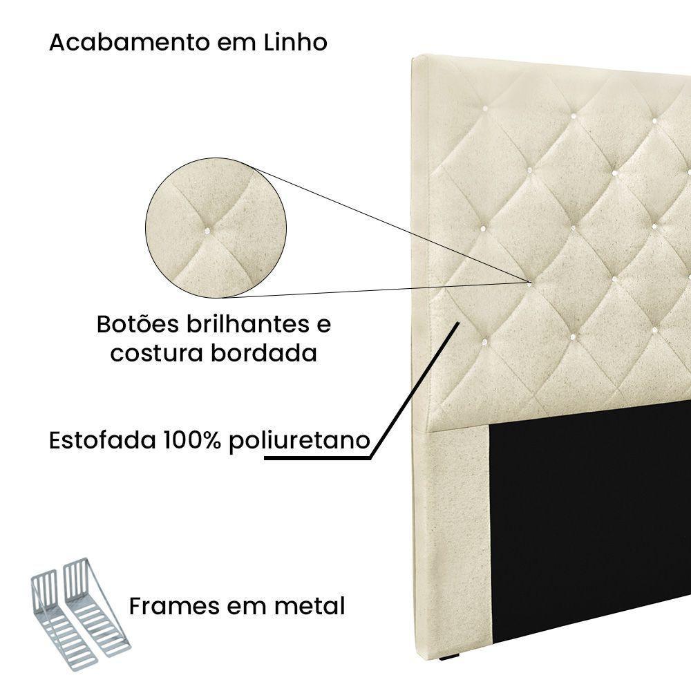 Cabeceira Cama Box Solteiro 90 Cm Tania Linho S04 - D'rossi Cor Perola - 3