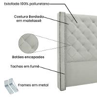 Cabeceira Cama Box Casal 140 Cm Vicenza Veludo Prata S04 - D'rossi - 4