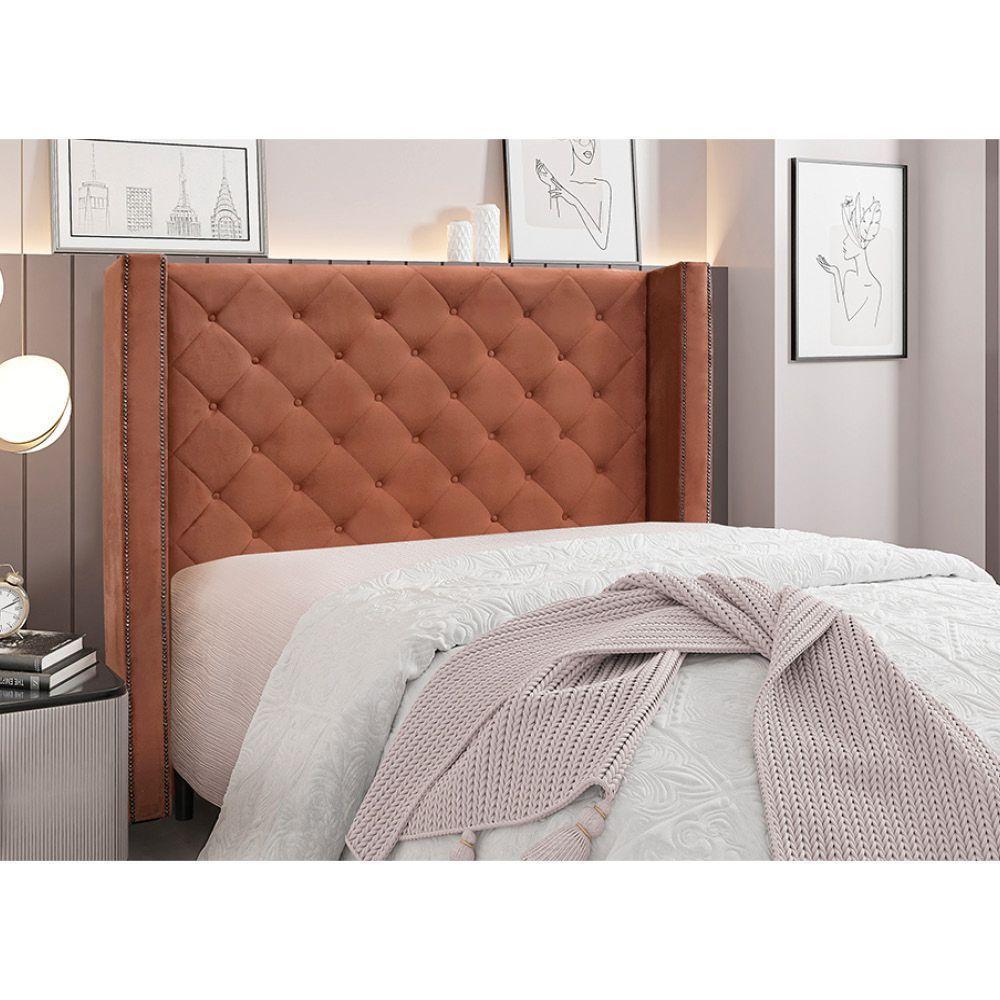 Cabeceira Cama Box Queen 160 Cm Vicenza Veludo S04 - D'rossi Cor Cobre - 2