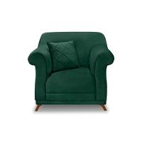 Poltrona Sala De Estar Pé De Madeira Julieta Veludo S04 - D'rossi Cor Verde