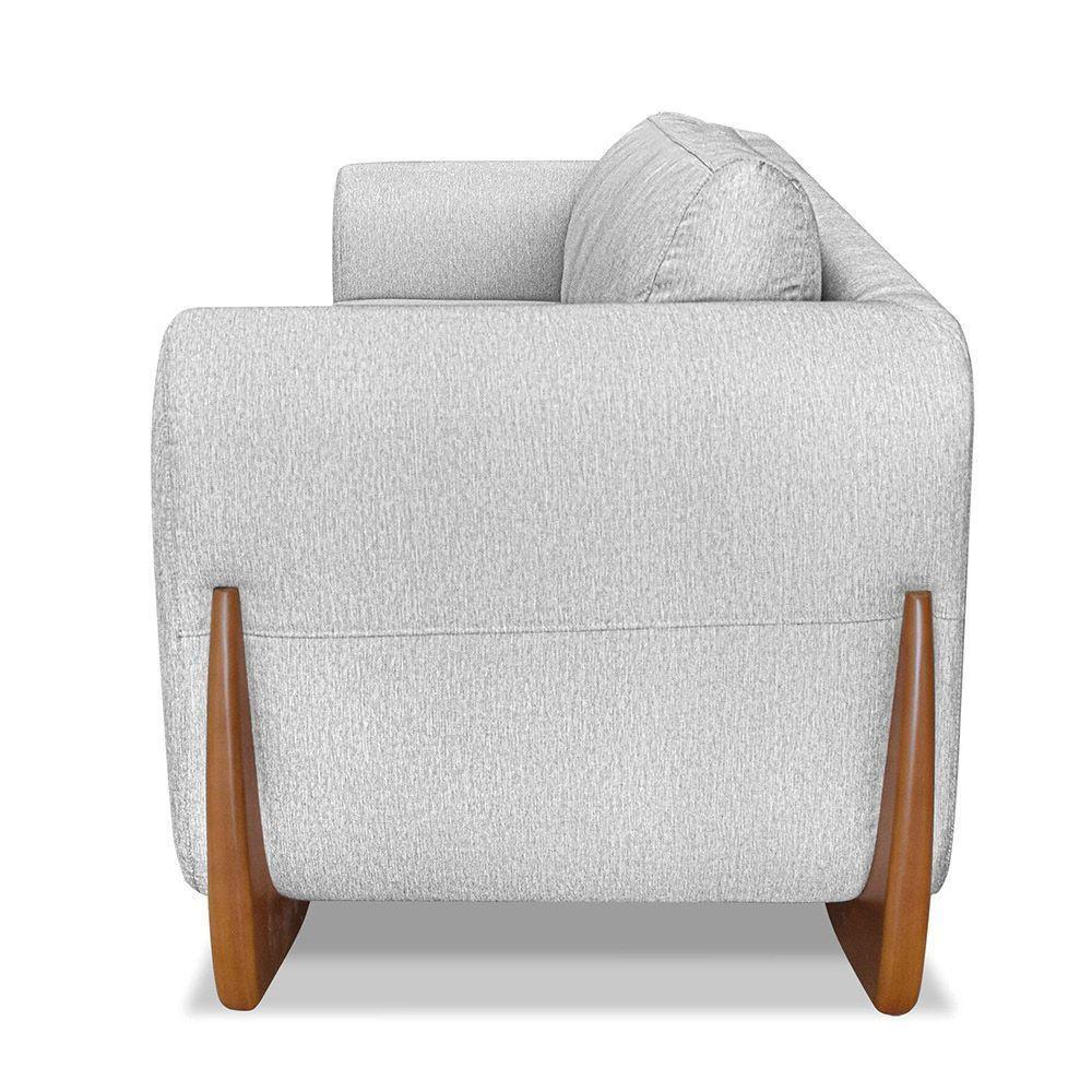 Poltrona Sala De Estar Base De Madeira Clarissa Linho Grigio S04 - D'rossi - 4
