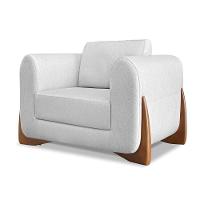 Poltrona Sala De Estar Base De Madeira Clarissa Linho Grigio S04 - D'rossi - 1