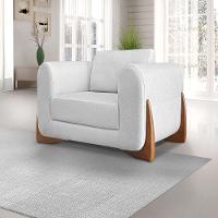 Poltrona Sala De Estar Base De Madeira Clarissa Linho Grigio S04 - D'rossi - 6