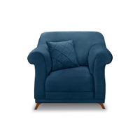 Poltrona Sala De Estar Pé De Madeira Julieta Veludo Azul Marinho S04 - D'rossi - 5