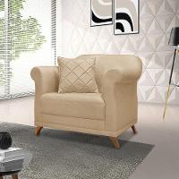 Poltrona Sala De Estar Pé De Madeira Julieta Linho S04 - D'rossi Cor Dourado - 5