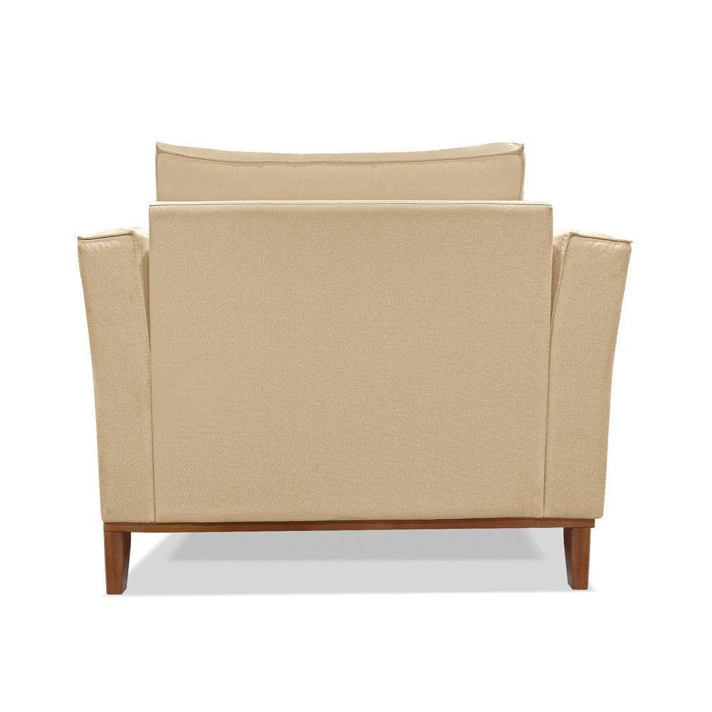 Poltrona Base De Madeira Sala De Estar Grace Linho Dourado S04 - D'rossi - 2