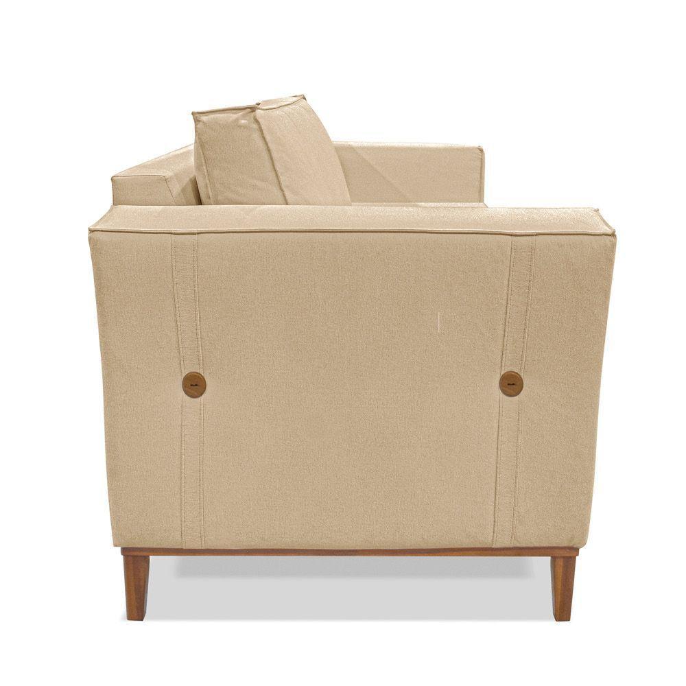 Poltrona Base De Madeira Sala De Estar Grace Linho Dourado S04 - D'rossi - 4