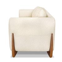 Poltrona Sala De Estar Base De Madeira Clarissa Linho S04 - D'rossi Cor Natural
