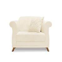 Poltrona Sala De Estar Pé De Madeira Julieta Linho S04 - D'rossi Cor Perola - 5