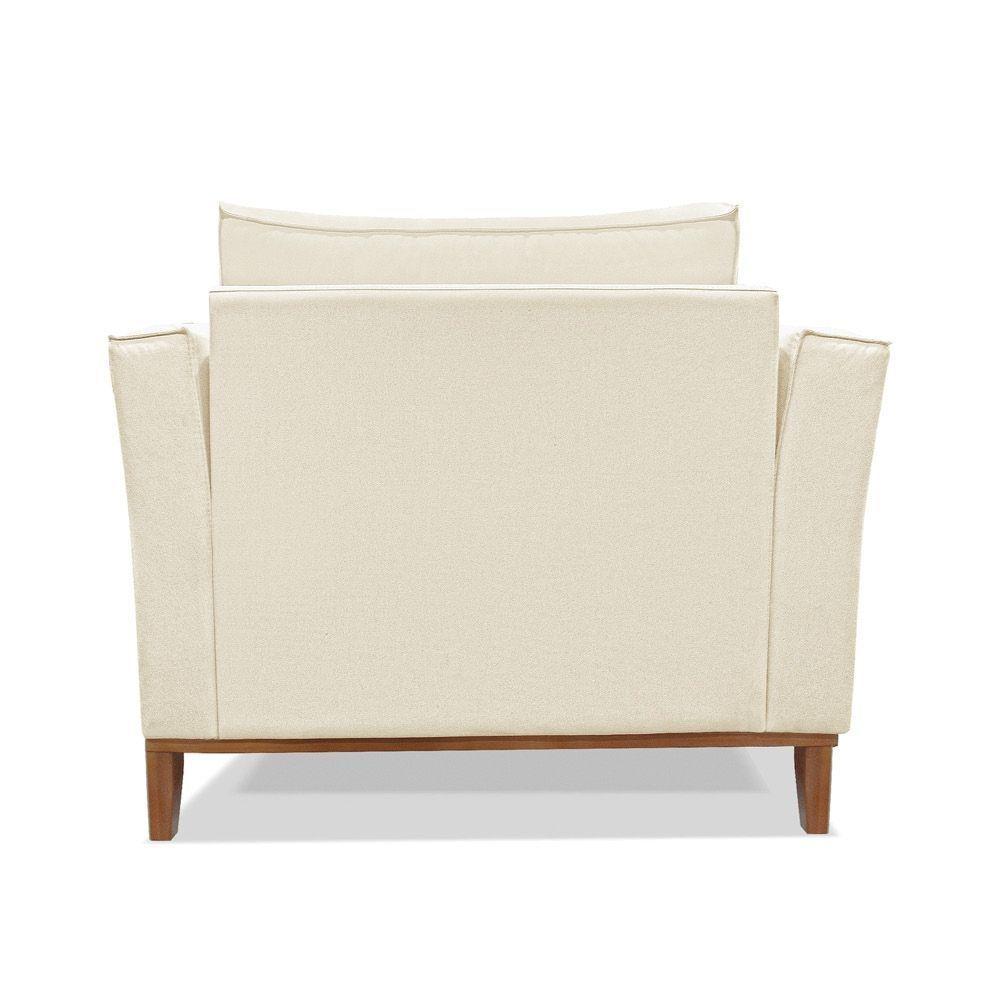 Poltrona Base De Madeira Sala De Estar Grace Linho Natural S04 - D'rossi - 2