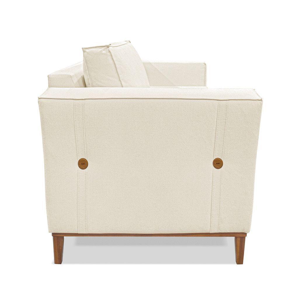 Poltrona Base De Madeira Sala De Estar Grace Linho Natural S04 - D'rossi - 4