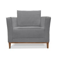 Poltrona Base De Madeira Sala De Estar Grace Linho Cinza S04 - D'rossi - 3