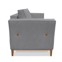 Poltrona Base De Madeira Sala De Estar Grace Linho Cinza S04 - D'rossi