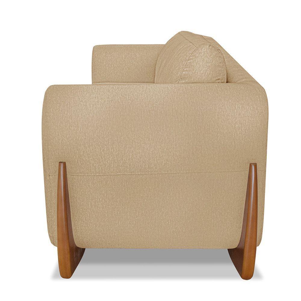 Poltrona Sala De Estar Base De Madeira Clarissa Linho Dourado S04 - D'rossi - 4