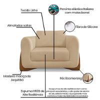 Poltrona Sala De Estar Base De Madeira Clarissa Linho Dourado S04 - D'rossi - 5