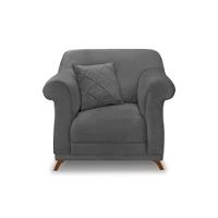 Poltrona Sala De Estar Pé De Madeira Julieta Suede S04 - D'rossi Cor Cinza - 2