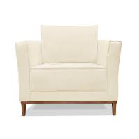 Poltrona Base De Madeira Sala De Estar Grace Linho Pérola S04 - D'rossi - 3